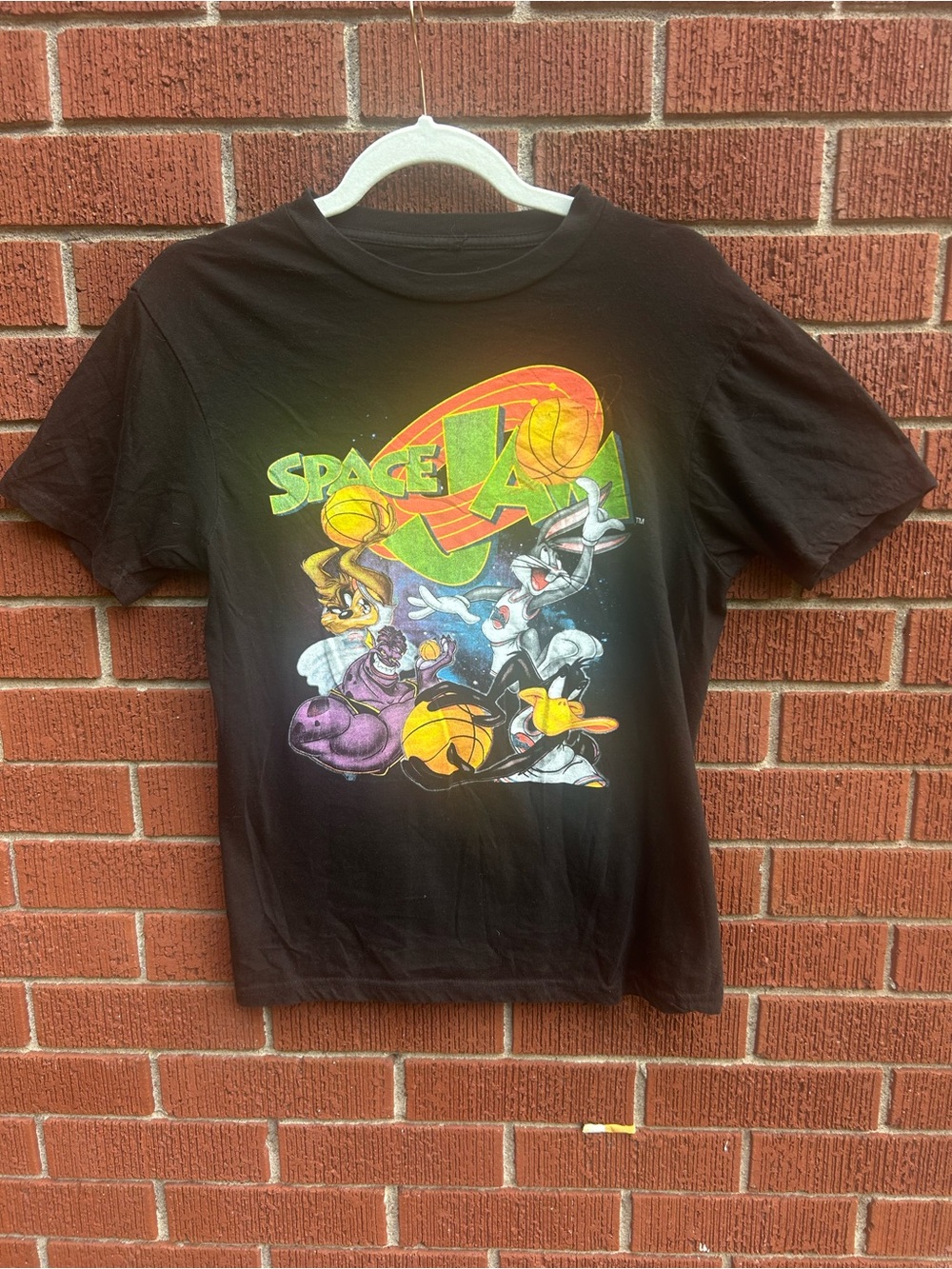 Space Jam Graphic T Shirt Bugs Bunny Looney Tunes Black Movie Tee Men’s Small